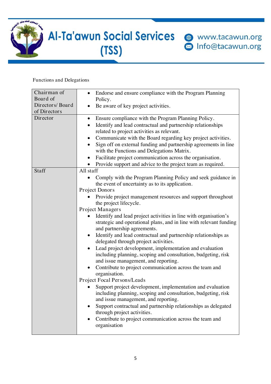 Programme Planning Policy Programme Planning Policy — source document page 6