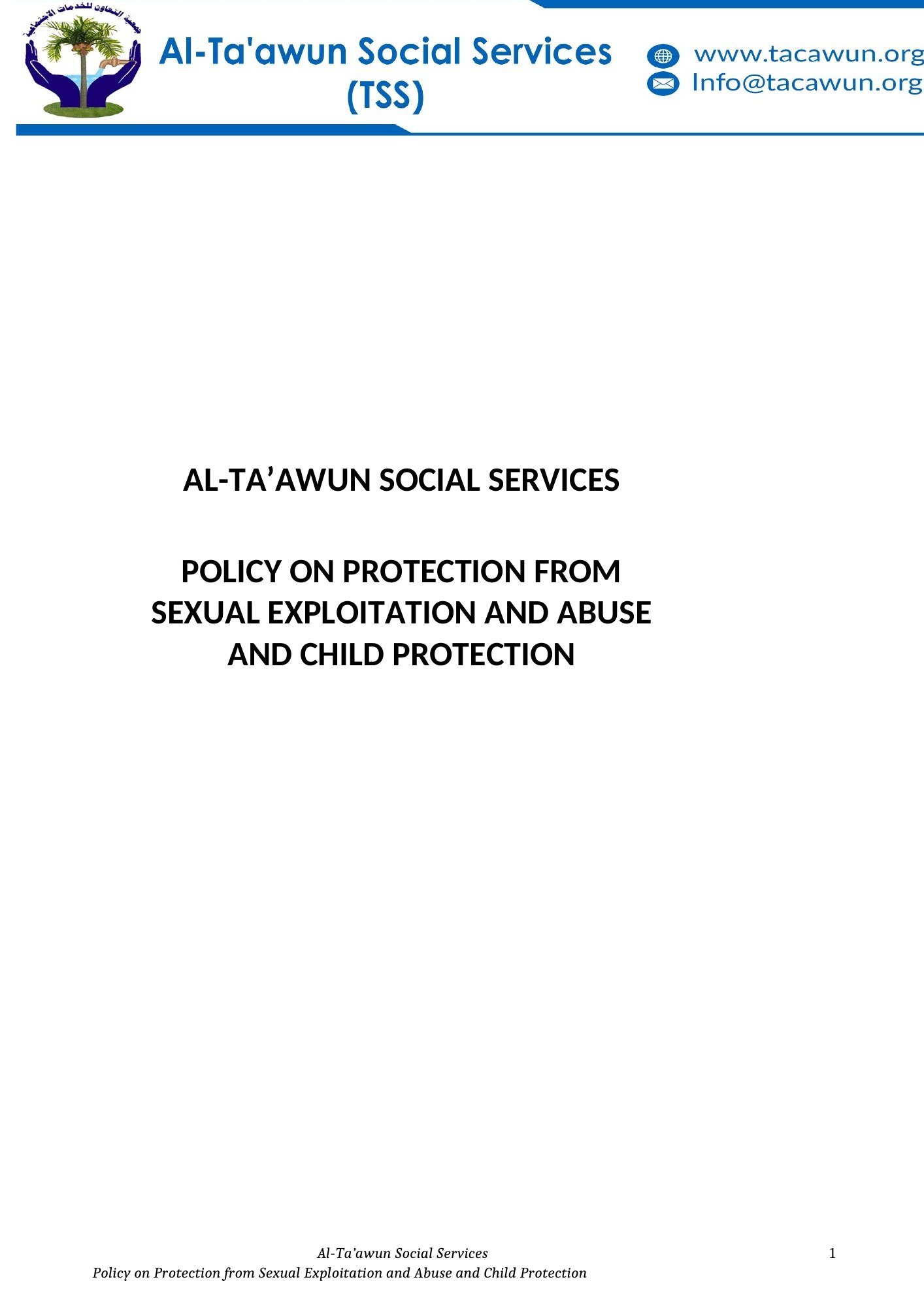 PSEA and Child Protection Policy PSEA and Child Protection Policy — source document page 1