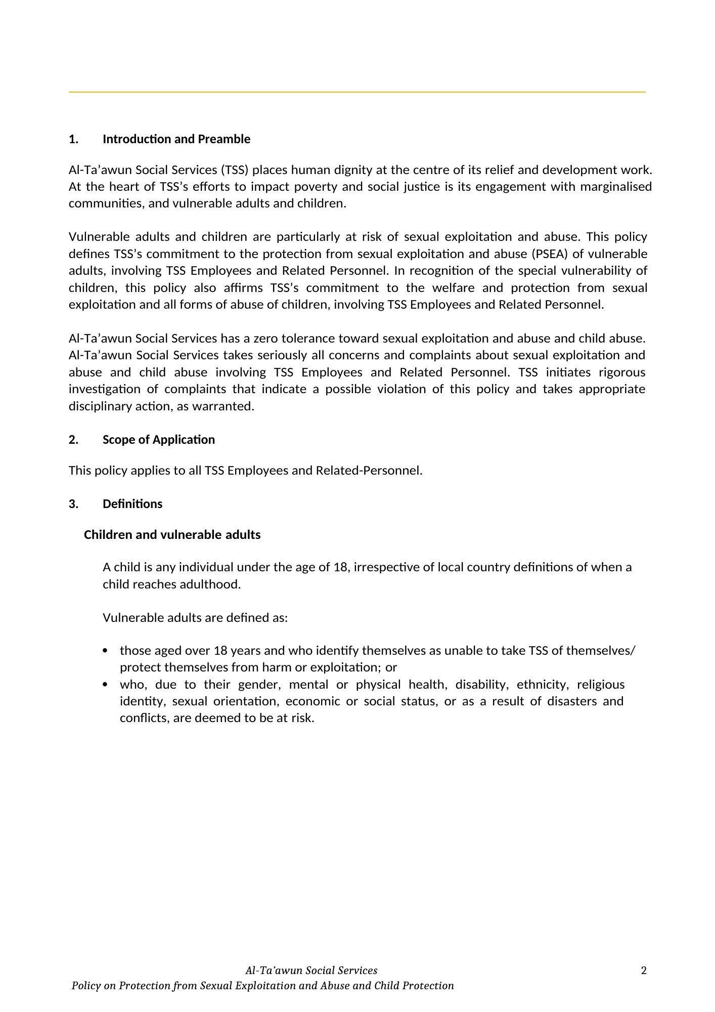 PSEA and Child Protection Policy PSEA and Child Protection Policy — source document page 2