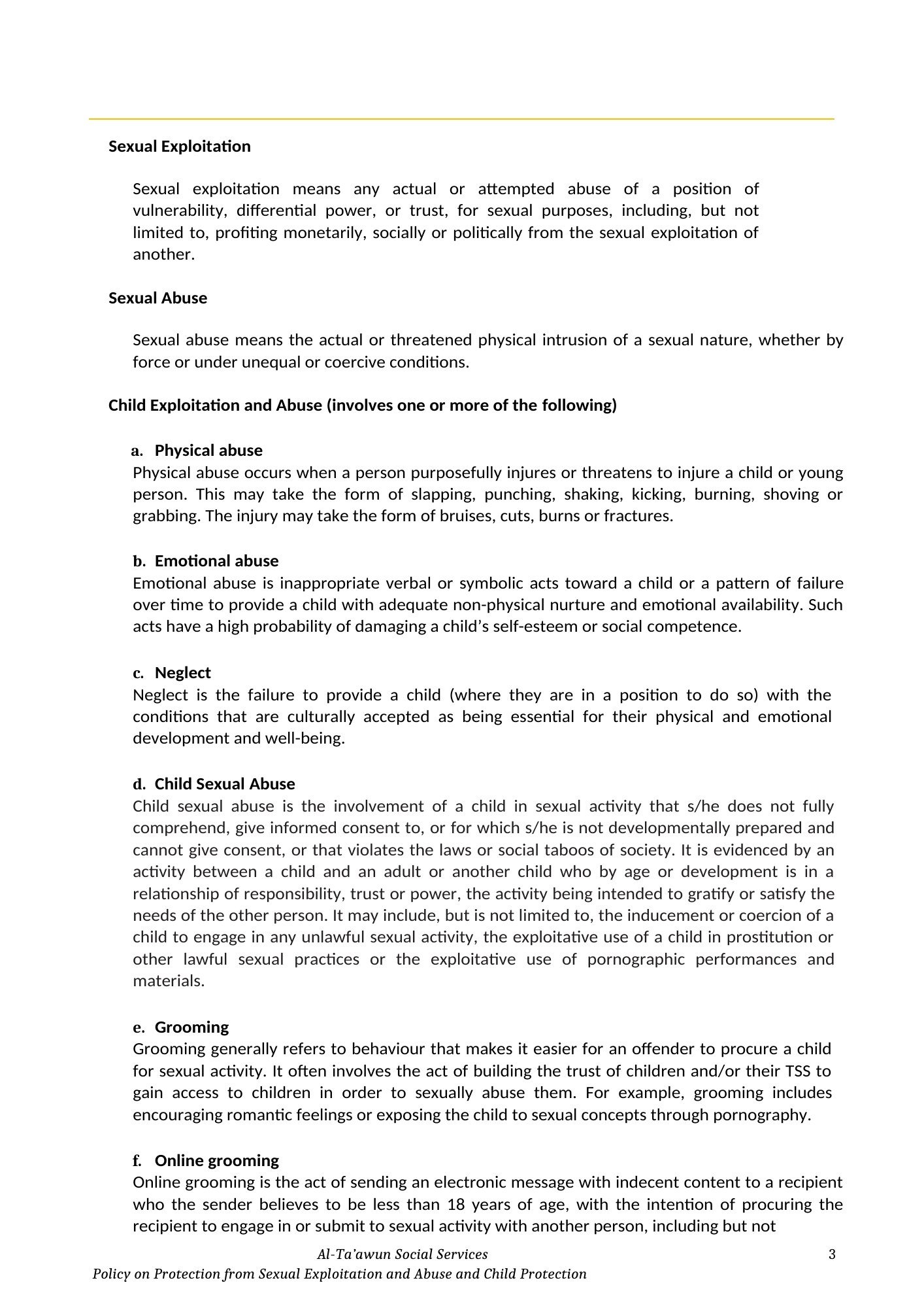 PSEA and Child Protection Policy PSEA and Child Protection Policy — source document page 3