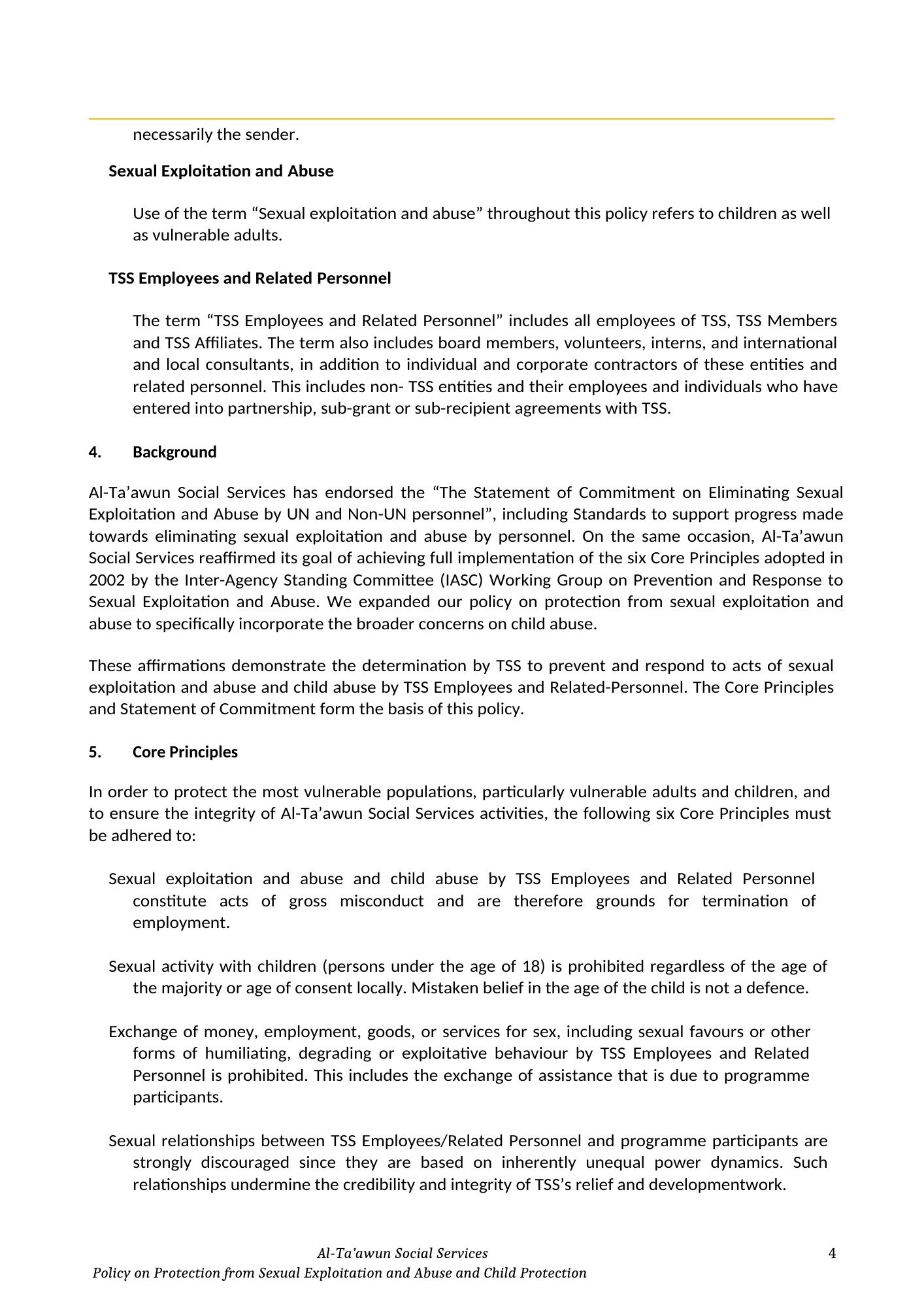PSEA and Child Protection Policy PSEA and Child Protection Policy — source document page 4