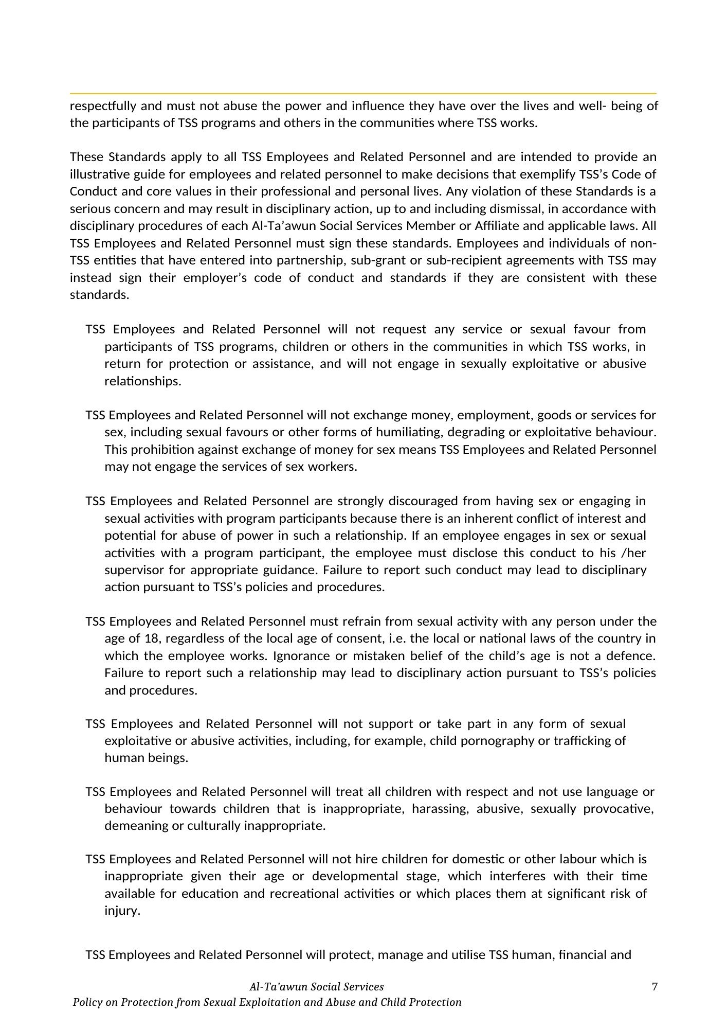 PSEA and Child Protection Policy PSEA and Child Protection Policy — source document page 7