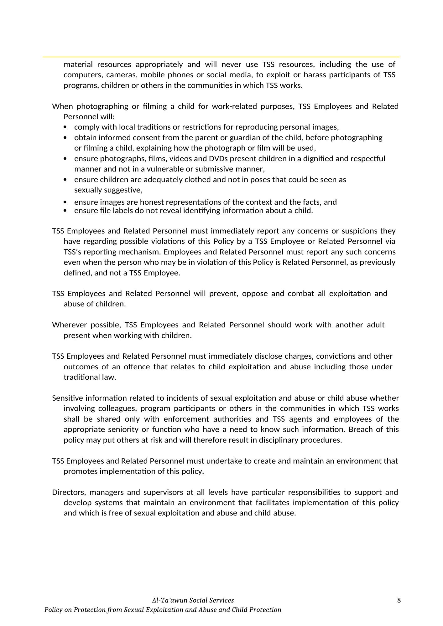 PSEA and Child Protection Policy PSEA and Child Protection Policy — source document page 8