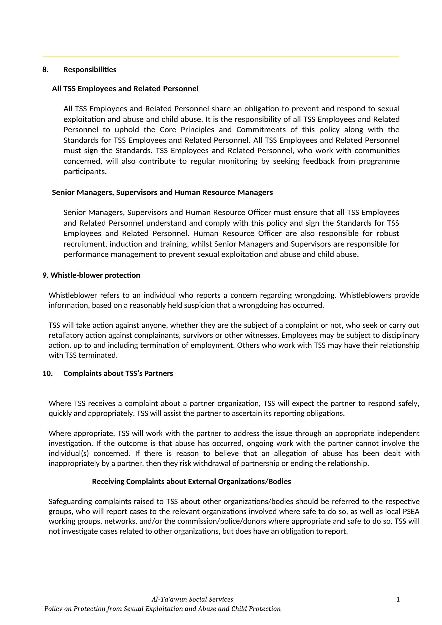 PSEA and Child Protection Policy PSEA and Child Protection Policy — source document page 9