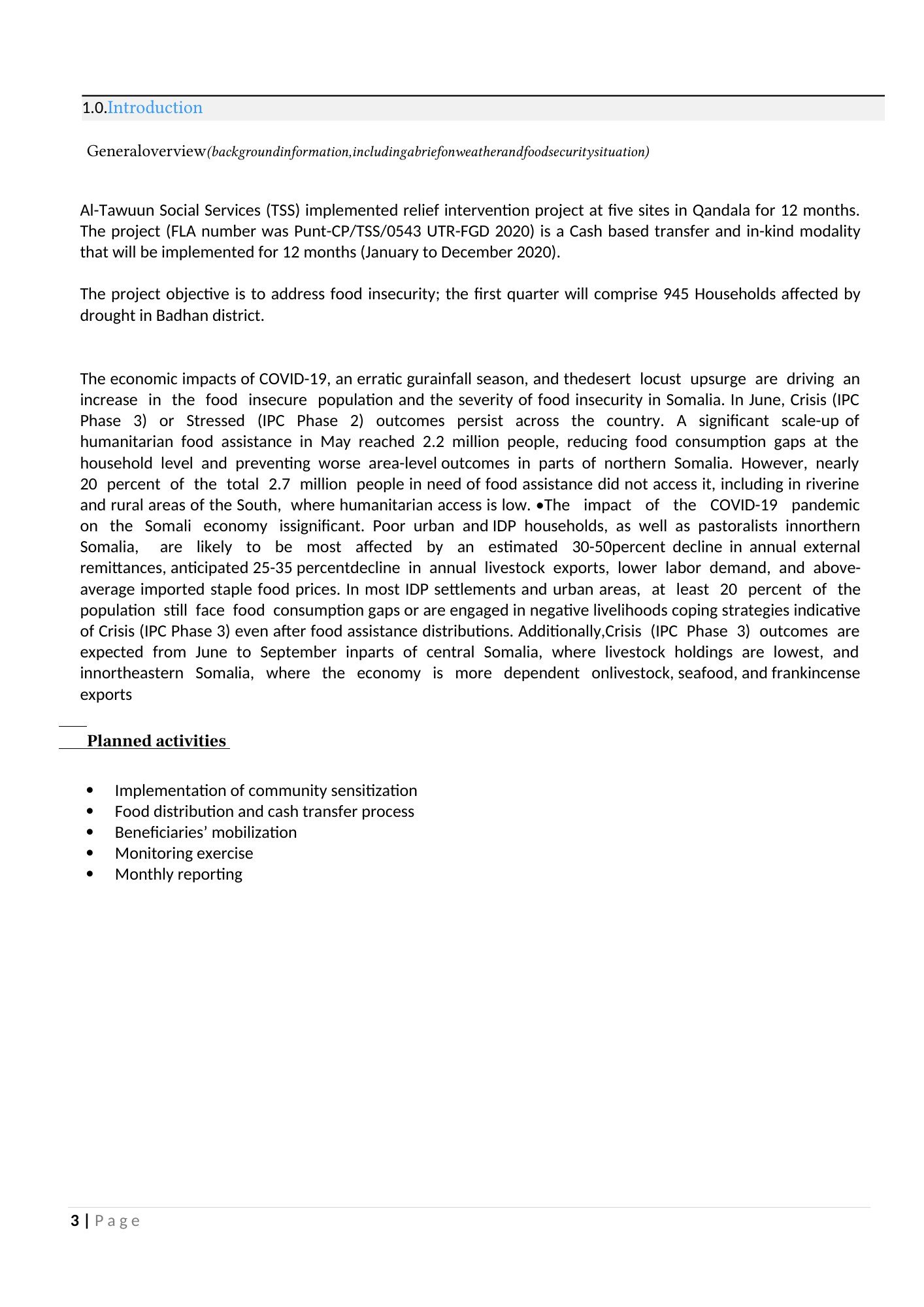 TSS relief programme 2020 — original report page 3