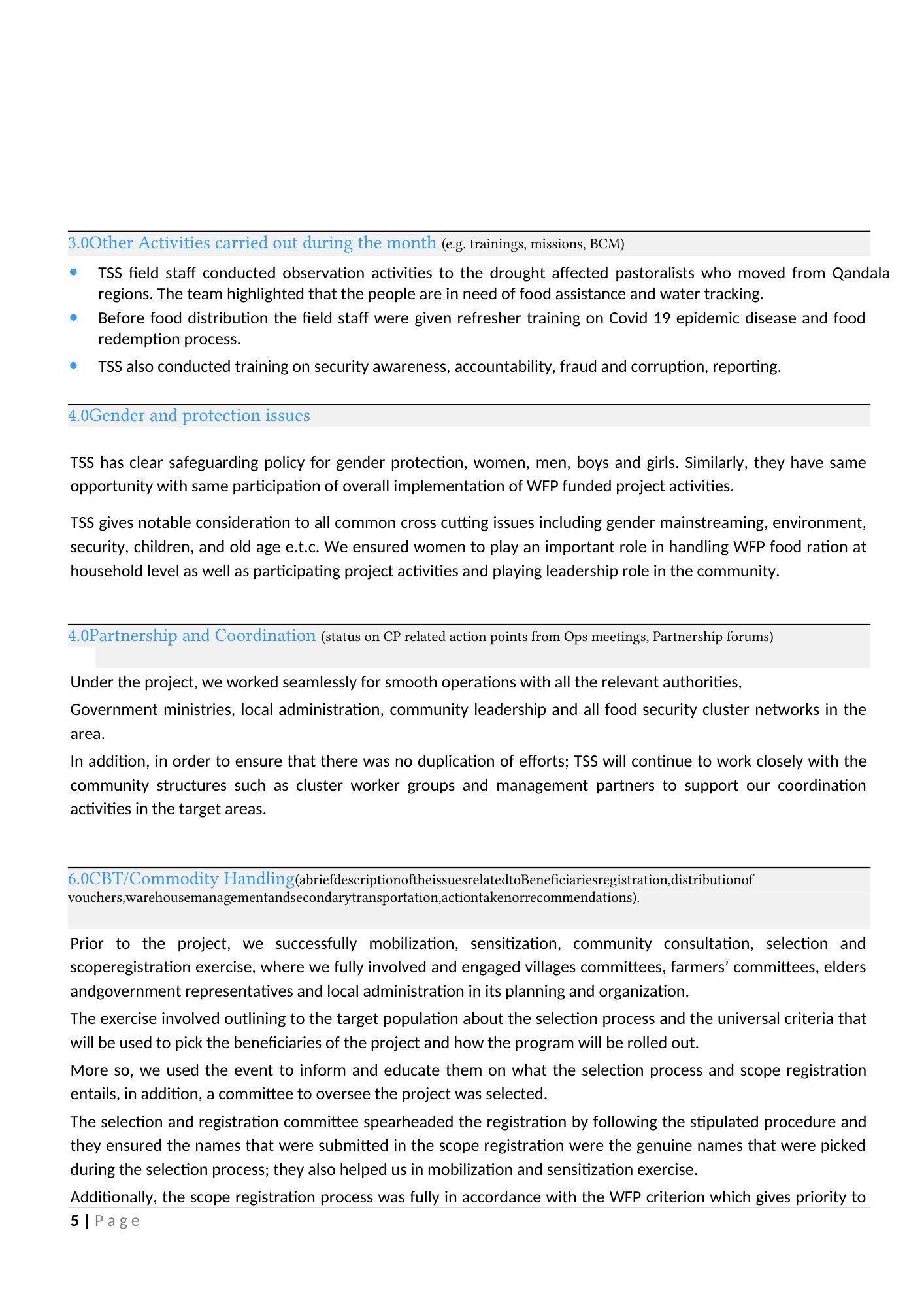 TSS relief programme 2020 — original report page 5