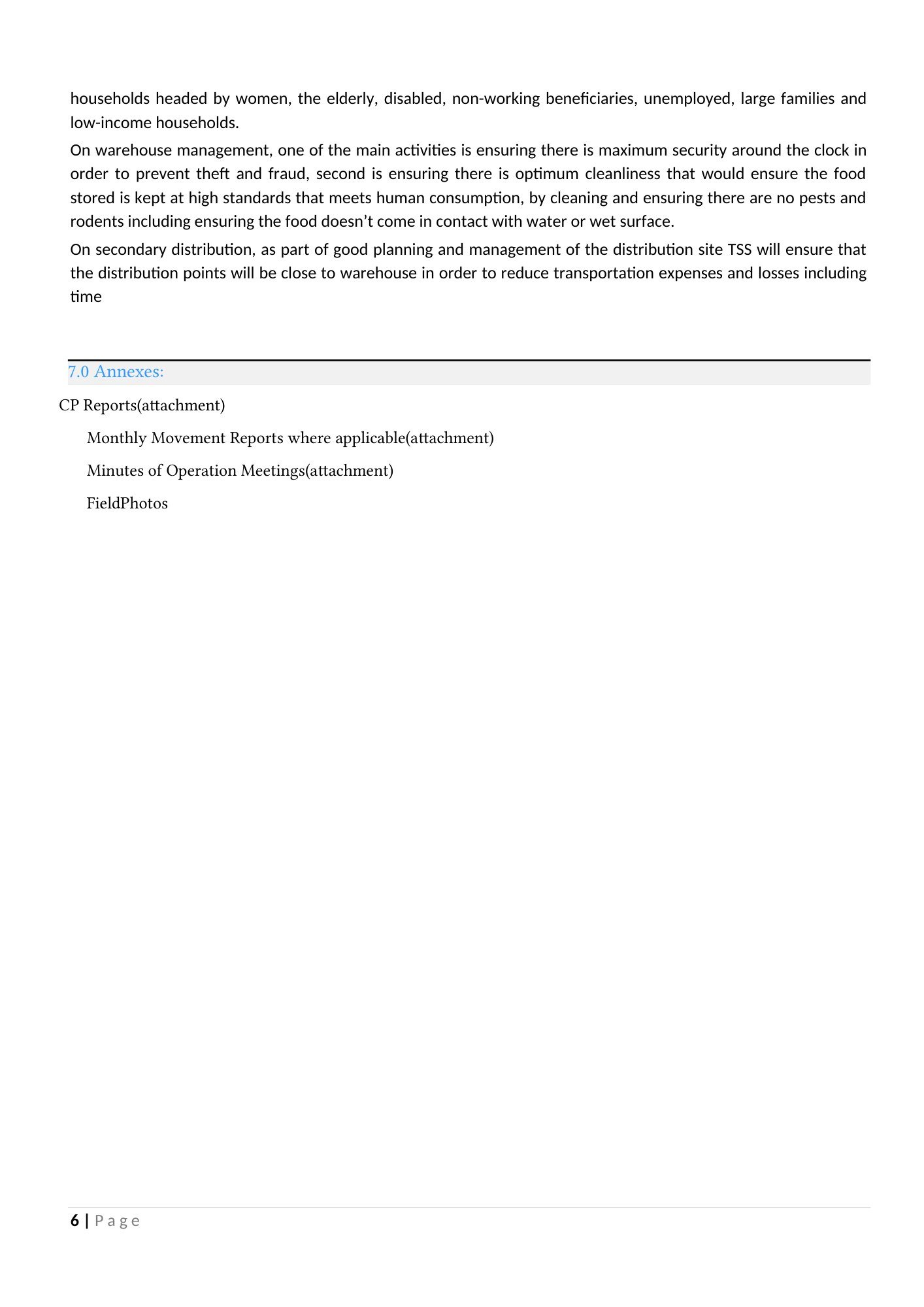 TSS relief programme 2020 — original report page 6