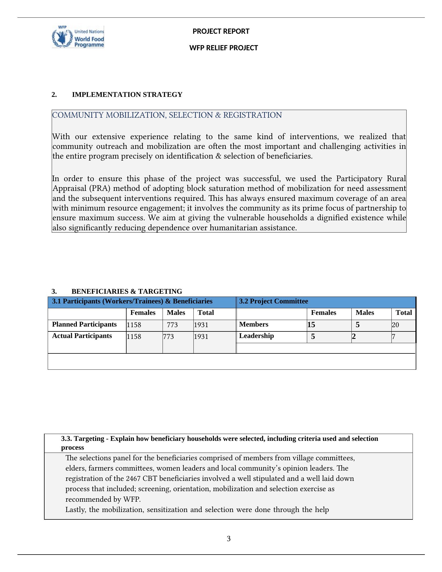 TSS relief programme 2021 — original report page 3