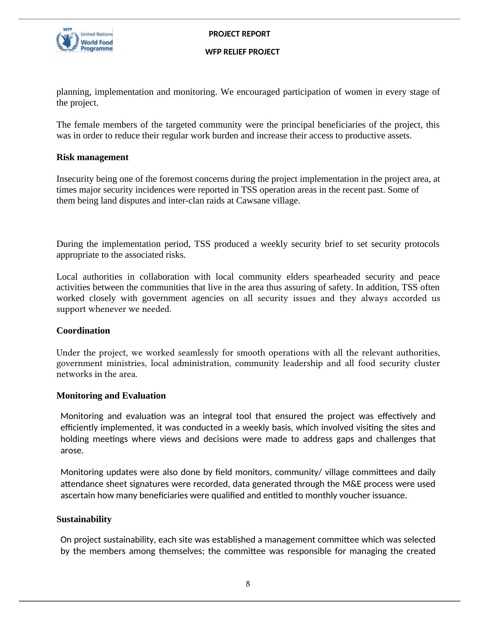 TSS relief programme 2021 — original report page 8