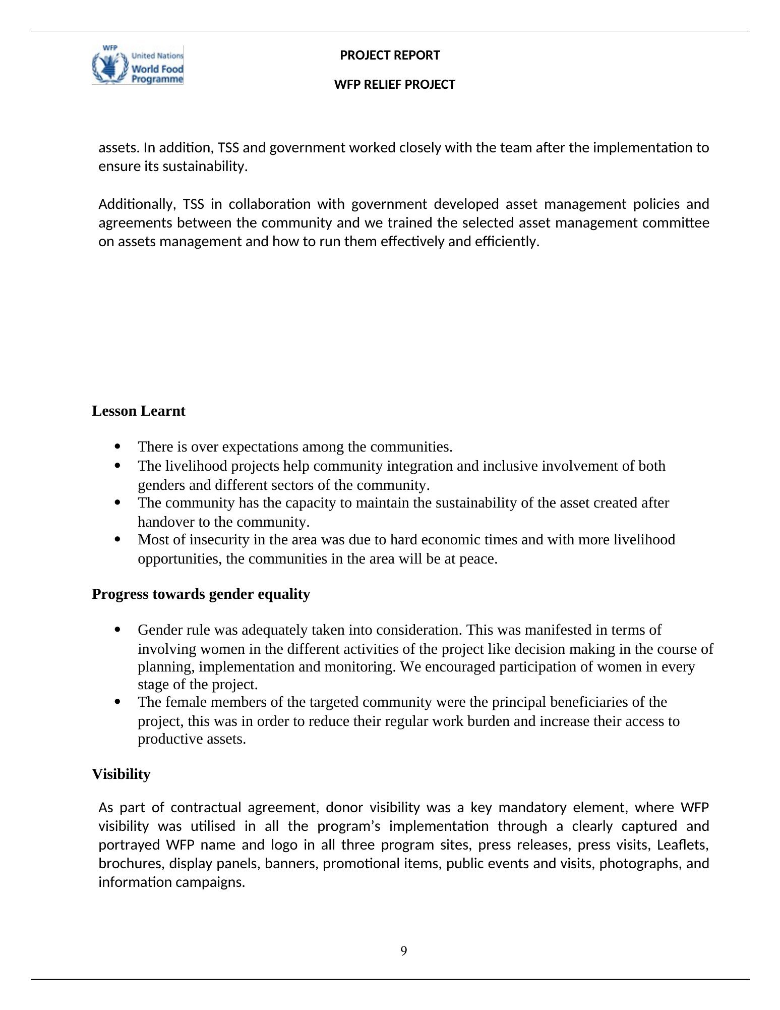 TSS relief programme 2021 — original report page 9